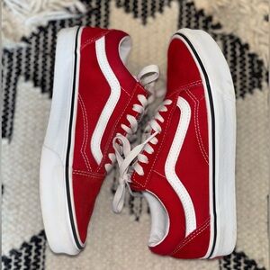 VANS Old Skool Red Canvas & Suede Sneakers | Women’s 8 / Men’s 6.5